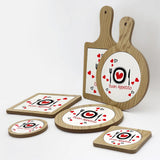 Tagliere personalizzato in ceramica con manico e bordo in legno