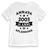 TeesBlitz T-Shirt divertente - Annata 2003 18 anni di splendore - tee21-032